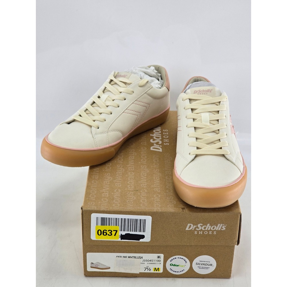 Dr. Scholls Offline Sneakers Womens 7.5 White Blush Pink Lace Up - New